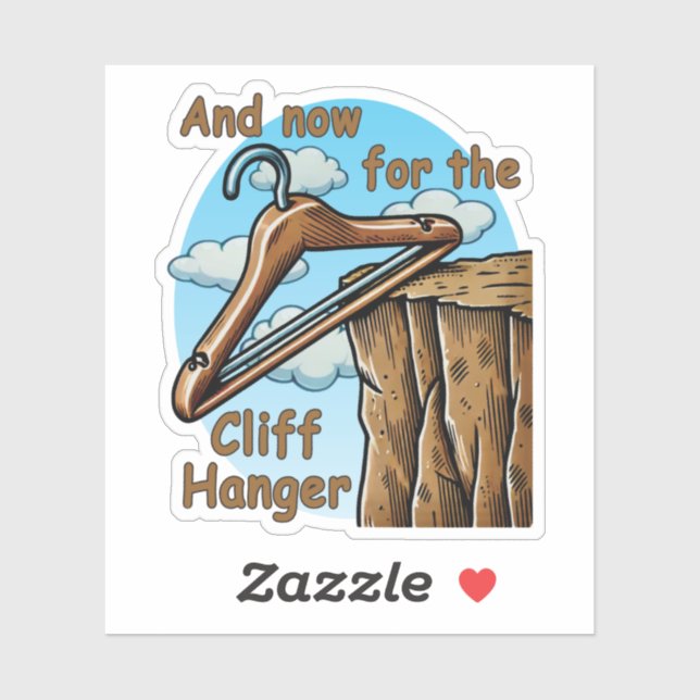 Sticker Image amusante de Cliff Hanger avec jeu de mot (Feuille)