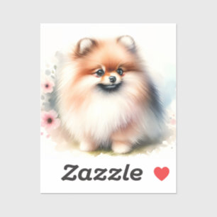 Sticker Image d'aquarelle mignonne Pomeranian