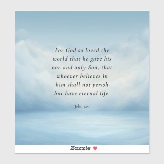 Sticker Image du verset biblique Jean 3:16 (Feuille)
