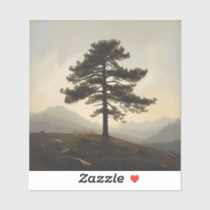 Sticker Images de peinture d'arbre de pin solitaire – Grâc