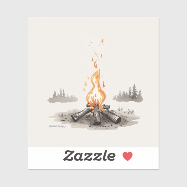 Sticker images de peinture inspirées d'un feu de camp (Feuille)