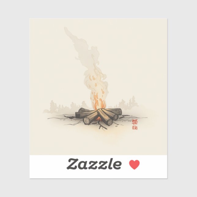Sticker images de peinture inspirées d'un feu de camp (Feuille)