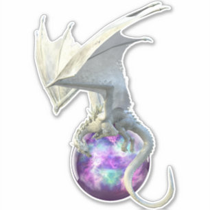 Sticker Imaginaire de la sphère violet du dragon blanc de 