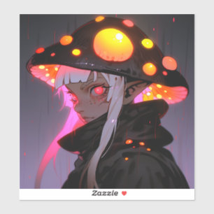 Sticker Imaginaire foncé Champignons Elf Anime Girl