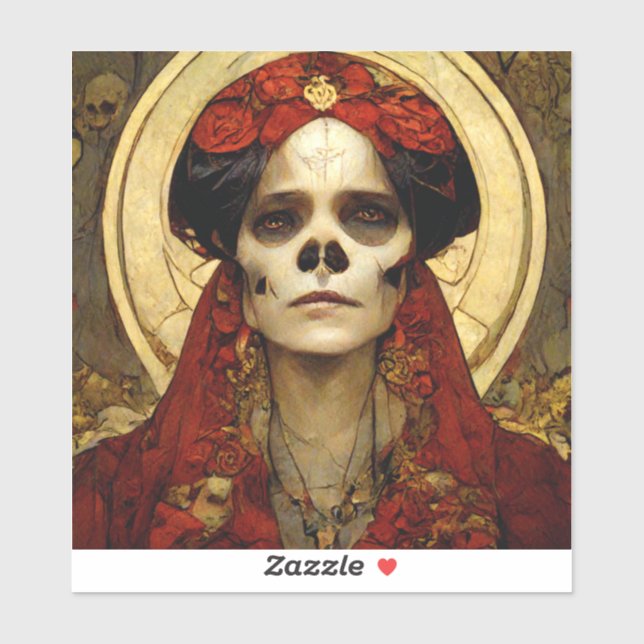 Sticker Imaginaire foncé Gothique Crâne femme 3 (Feuille)