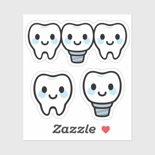 Sticker Implant dentaire souriant (Feuille)