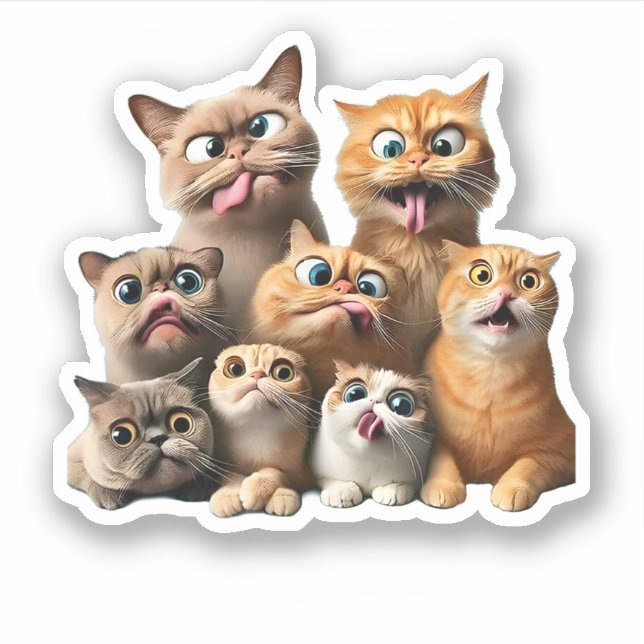 Sticker impression d'art de chat drôle (Devant)