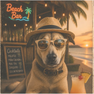Sticker Impression d'art mural de chien de plage amusant