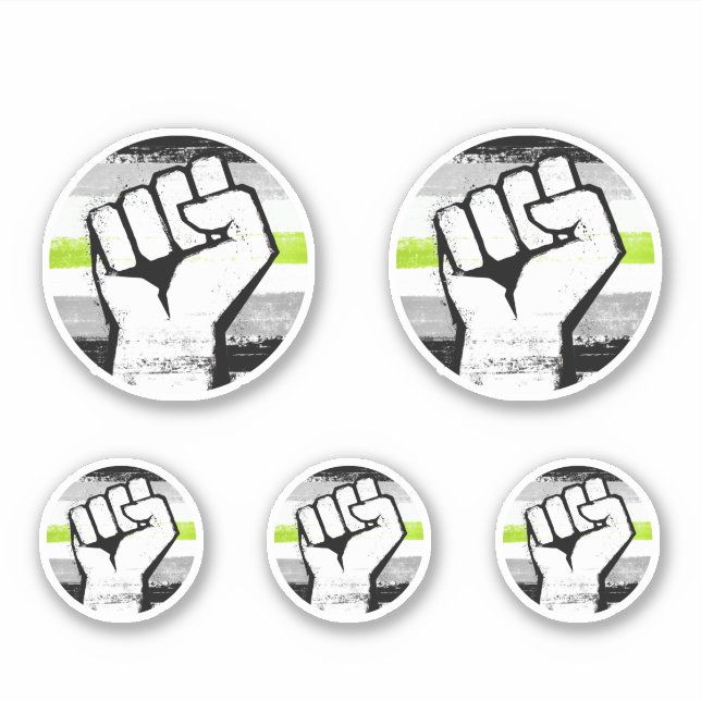 Sticker Impression de cercle de poing de fierté agender (Devant)