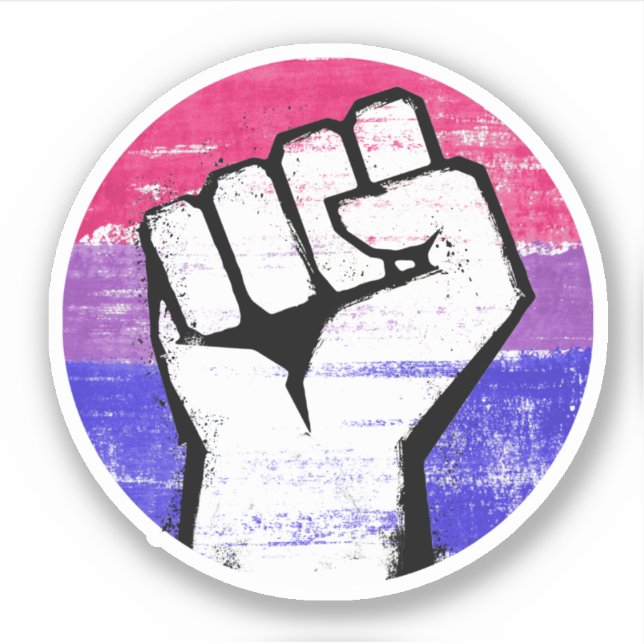 Sticker Impression de cercle de poing de fierté bisexuelle (Devant)