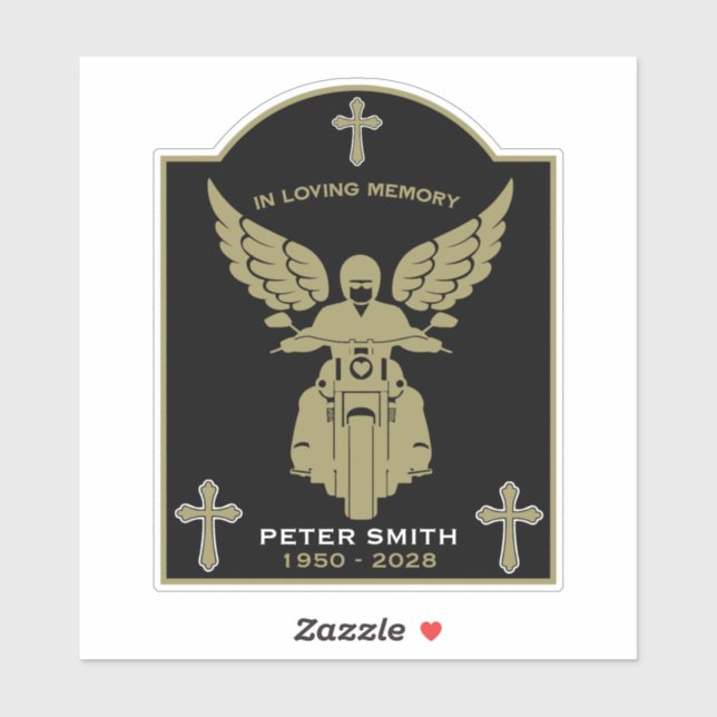 Sticker In Memory Motorbike Rider Biker Funeral (Feuille)