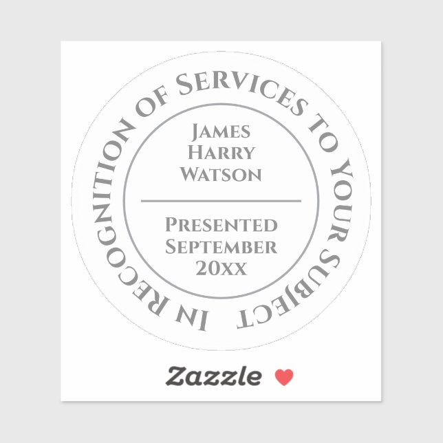 Sticker In Recognition of Services to Something (Feuille)