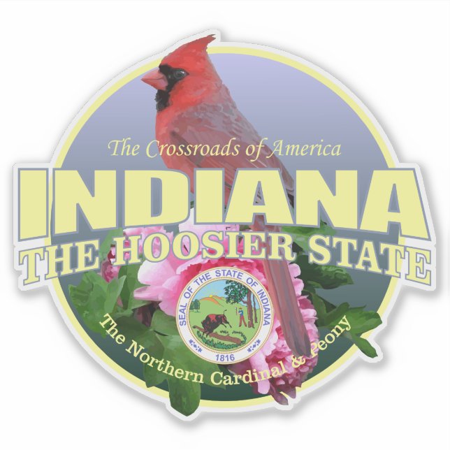 Sticker Indiana State Bird & Flower (Devant)