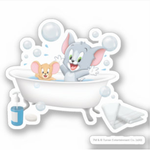 Sticker Infant Tom and Jerry Taking a Bath