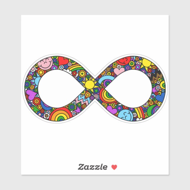 Sticker Infinité Neurodivers Doodle Progrès Fierté Drapeau (Feuille)