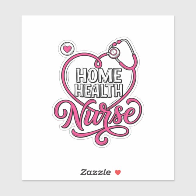 Sticker Infirmière à domicile Stéthoscope rose Création de (Feuille)