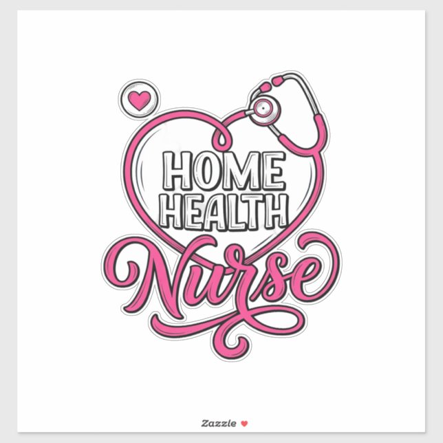 Sticker Infirmière à domicile Stéthoscope Rose Design de C (Feuille)