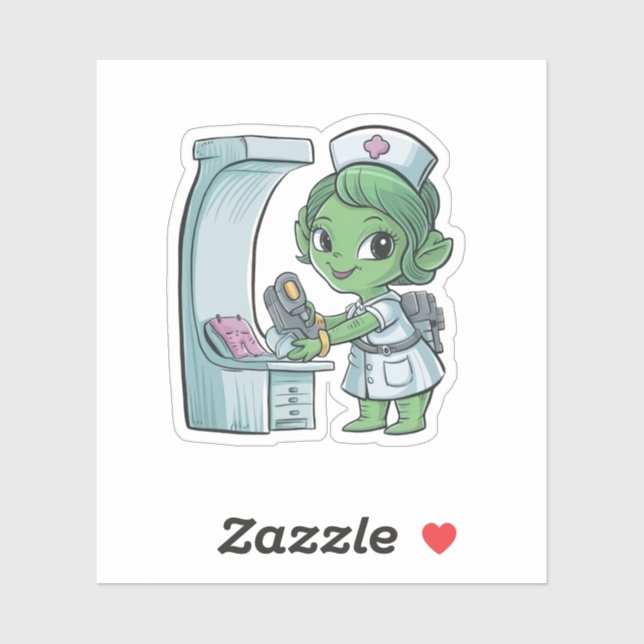 Sticker Infirmière Alien (Feuille)