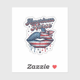 Sticker Infirmière Américaine Lips Patriotic Vector Design