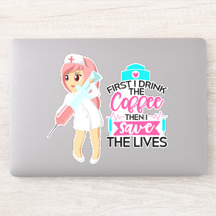 Sticker Infirmière amusante qui dit avec une grande aiguil