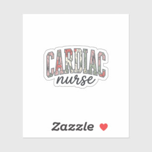 Sticker Infirmière cardiaque à motif floral et lettrage un