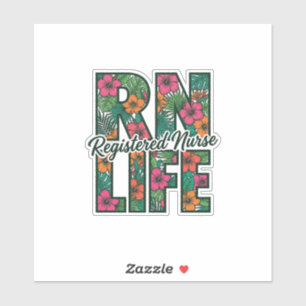 Sticker Infirmière diplômée RN Life Floral Vector Design_1