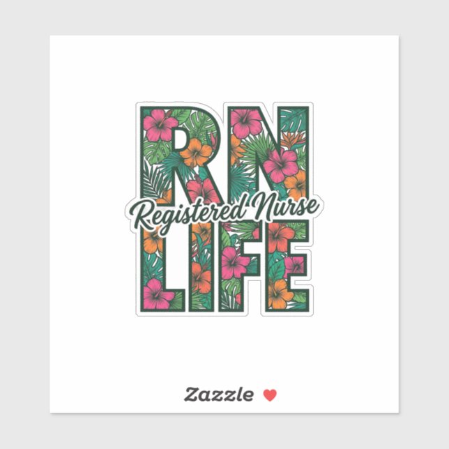 Sticker Infirmière diplômée RN Life Floral Vector Design_1 (Feuille)