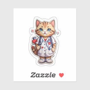 Sticker Infirmière en cardiologie du chat mou