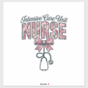 Sticker Infirmière en soins intensifs floral nœud concepti