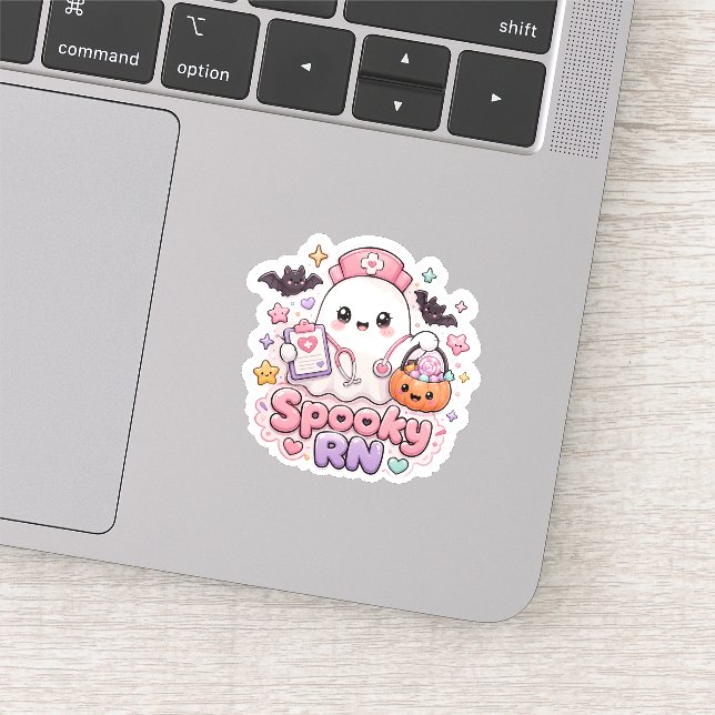 Sticker Infirmière fantôme mignonne Halloween RN effrayant (Détail)