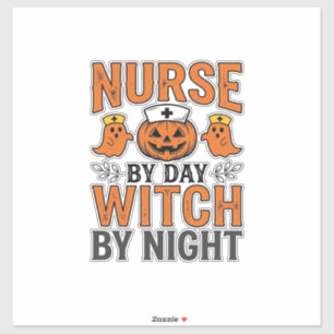 Sticker Infirmière Halloween Sorcière la nuit Vintage Shir