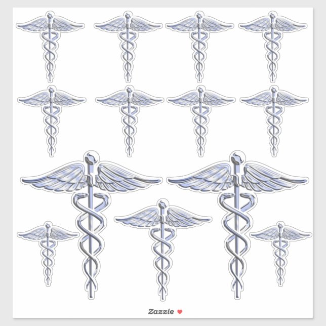 Sticker Infirmière inscrite RN Silver Caduceus (Feuille)