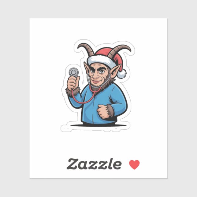Sticker Infirmière Krampus de Noël Blouse de travail  (Feuille)