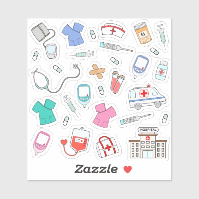 Sticker Infirmière Médecin Santé Hôpital Travailleur Plani (Feuille)