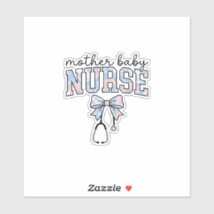 Sticker Infirmière Mère Bébé Chemise à Nœud Floral Design_