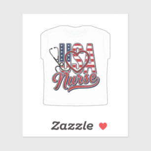 Sticker Infirmière Patriotique USA Cœur Chemise Stethoscop
