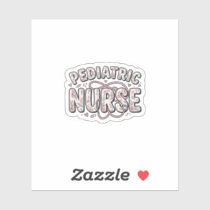 Sticker Infirmière pédiatrique dessin de gravure florale v