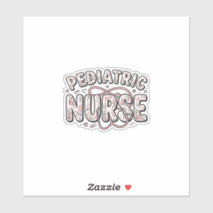Sticker Infirmière pédiatrique dessin de gravure florale v