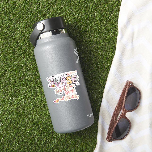 Sticker Infirmière pédiatrique Fun Halloween Design T esse (HydroFlask Insitu)