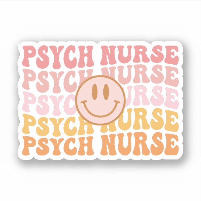 Sticker Infirmière psychiatrique rétro, cadeau pour infirm (Devant)