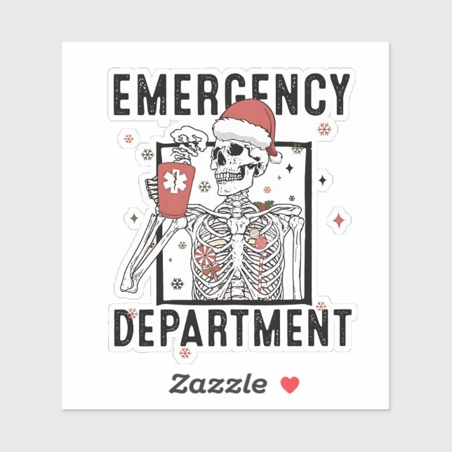 Sticker Infirmière squelette du service des urgences amatr (Feuille)