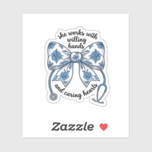 Sticker Infirmière Stéthoscope à Noeud Papillon Floral Gra