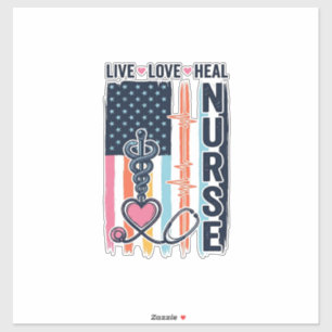 Sticker Infirmière Vive Amour Guéris Patriotique Vintage V