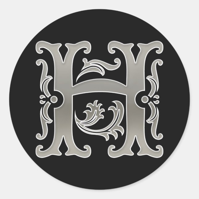 Sticker initial H rond en argent (Devant)