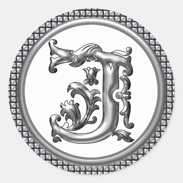 Sticker initial J rond en argent (Devant)