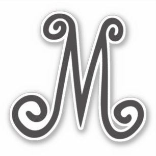 Sticker initial noir monogramme lunaire