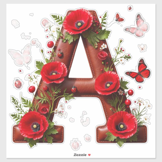 Sticker 🐞 Initiale A pour des souvenirs floraux personnal (Feuille)