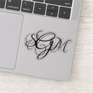 Sticker Initiales à 3 lettres monogramme décalées personna