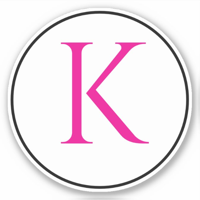Sticker Initiales de monogramme rose noir blanc Simple Min (Devant)