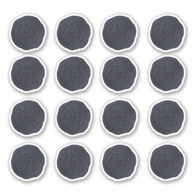 Sticker Initiales Mariage Monogramme en cire bleu marine (Devant)